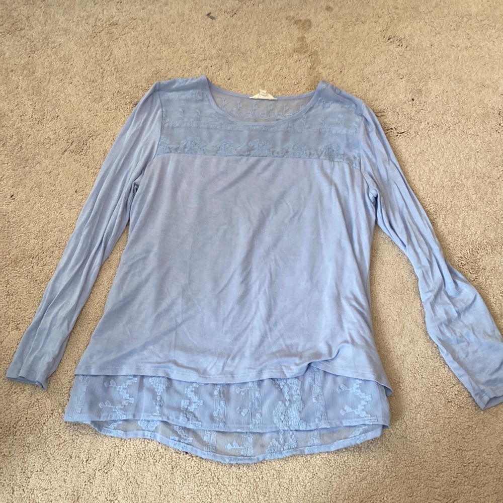 Long sleeve embroidered top